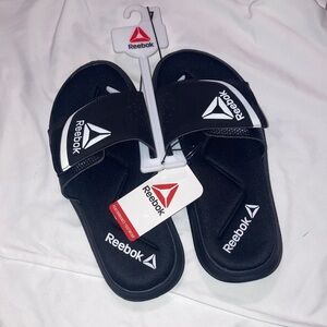 Reebok Black and White Slide Sandals